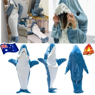 Shark Blanket Super Soft Cozy Flannel Hoodie Shark Sleeping Bag S-XXL