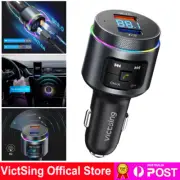 VicTsing Bluetooth 5.0 Car FM Transmitter Wireless MP3 Player USB QC3.0 Charger
