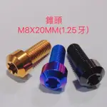 【葳葳精品】M8*20MM(牙距1.25) 錐形頭 正鈦螺絲 藍紫 金色 黑色