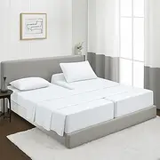 Split King Sheets Sets for Adjustable Bed Cotton-Split King Sheets Deep Pockets-5 Pcs -Split King Sheets for Adjustable Bed Twin XL, White 16 Inch Deep Sheets