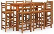 vidaXL Solid Acacia Wood Garden Bar Set with A Table and Eight Stools - Outdoor Patio Terrace Furniture