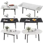 Premium Textured Stone Top Extendable Dining Room Table Steel Legs f 6-10 People