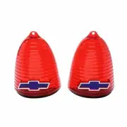 For 55 Full-Size Chevy Red Tail Light Lens w/Blue Bowtie Chrome Trim Trim Parts