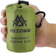 Mezonn PE Emergency Sleeping Bag Survival Bivy Sack- Use as Emergency Space Blanket, Lightweight Sleeping Bag, Survival Gear for Outdoor, Hiking, Camping - Includes Nylon Sack with Carabiner