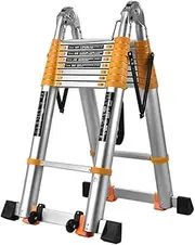 Telescopic Ladder Multi-Purpose Aluminium Portable Telescopic Ladder DIY Extendable A-Frame Ladder Extension, Capacity 150kg/330lb (Size : 5M/16.4FT)