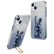 For iPhone 13 mini Kickstand Case Cute Rabbit Protective Phone Shell - Blue