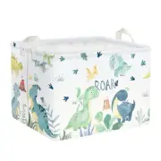 Adorable Watercolors Green Dinosaur Shelf Basket Volcano Palm Leaf Collapsibl...