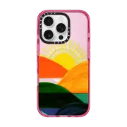 iPhone 16 Pro Impact Case MagSafe Compatible SIMPLE SUNSET 1, MINIMALIST COLORFUL LANDSCAPE MOUNTAINS SUN NATURE ILLUSTRATION By Ebi Emporium