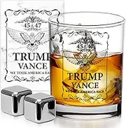 Trump Whiskey Glass,11 oz 45 & 47th Trump Glass Cup,Trump Vance We Took America Back,Political & Right Wing Conservative Gift,Funny Whiskey Gift,Perfect for Wine,Vodka,Spirits (Black, 1 PACK)