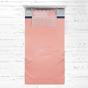 Bacati Olivia Tribal 3 Piece Cotton Percale Toddler Sheet Set, Coral/Navy