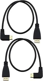 SING F LTD 2PCS Mini HDMI to HDMI Cable 50cm Mini HDMI Male 90 Degree Left and Right to HDMI Male Cable for Camera Video Card Laptop Tablet HDTV Monitor Projector