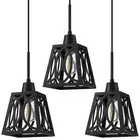 3 Pack 1 Light Rustic Farmhouse 5.5" Oval Metal Lantern Cage Mini Kitchen Isl...
