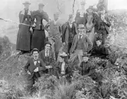 Group of Men & Women at a Picnic Clunes District Victoria 1890 Old Photo
