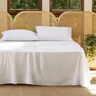 2000TC Cotton Sheet Soft Bed Flat Fitted Sheet Set Single/Double/Queen/King Size