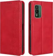 [HualuBro] Nokia XR21 Case, Retro PU Leather Magnetic Full Body Shockproof Stand Flip Wallet Case Cover with Card Holder for Nokia XR21 5G Phone Case (Red)
