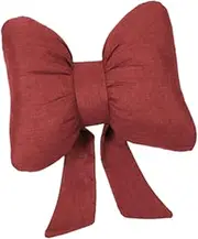 Butterfly Bow Car Neck Pillow Back Support for Office Chairs Linen Comfortable Driving Decorative Simple Multipurpose Cushion, red