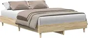 vidaxl Bed Frame - 135x190 cm Sonoma Oak Engineered Wood Double Bed Frame with slatted Base, Modern Bedroom Furniture