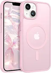 ROUMAYMAY Magnetic Case for iPhone 13/14 Case, [Compatible with MagSafe] Military Grade Protective Slim Translucent Matte Skin Smooth Phone Case iPhone 13/14 Cover, Pink
