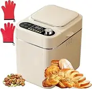 Automatic Bread Machine,Electric Breadmaker with Nut Automatic, 26 Preset Function,1 H Keep Warm &13 H Timer, Small Bread Maker for Kitchen, Home White