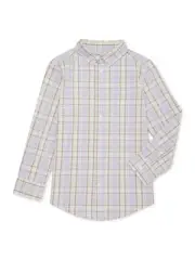 Wonder Nation ~ Boy Size Large (10/12) Long Sleeve ~ Button Down Plaid Shirt