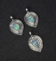 Wholesale 3PC 925 Solid Sterling Silver Ethiopian Opal Pendant Q922