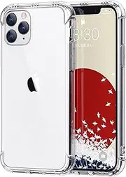 ONES iPhone 11 Pro Max Case Clear『 Military Shockproof Airbags 』『 Speaker Resonance 』〔 Screen Lens Guard 〕〔 Anti-Slip 〕〔 Strap Hole 〕Thin Transparent Impact Absorb Anti-Yellow Silicone Cover