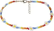 [CHILDWEET] Daisy Beaded Necklace Boho Anklet Colorful Beads Handmade Necklaces Bohemian Beaded Choker Women Bohemian Necklaces Choker Necklace for Women Statement Necklaces Beaded Necklaces