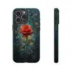 Rose Stained Glass Flower Teal - Phone Cover Case for iPhone | Galaxy | Pixel