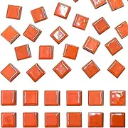 50 Pieces Orange Mosaic Tile for Crafts 1" Ceramic Tile Assorted Colors Square Ceramic Mosaic Project Supplies for Photo Frame Mosaic Stepping Stones Bath Old Pool Furniture Decor