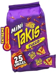 Takis Fuego Mini 25 pc / 1.23 oz Bite Size Multipack, Hot Chili Pepper & Lime Fl