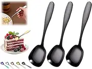 Arithmeticn Square Head Stainless Steel Spoons, 2024 New Korean style Square Sugar Spoon, Square Head Stainless Steel Serving Spoons, Dinner Spoons, Flat Square Spoon, Table Spoons (Black, 3 Pcs)