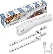 Cushore Electric Knife Cordless, Rechargeable Easy-Slice Bread Knife with 4 Reciprocating Serrated Stainless Steel Blades, Carving Meats, Poultry, Bread, White