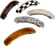 Barrettes for Thick Hair, Elegant Elliptical Arc Hair Pins, Retro Ponytail Clamps, Sturdy Pvc+metal Material, Ideal for Daily Wear, Commuting, 3.74 X 0.79 X 0.79 Inches