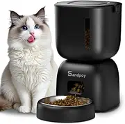 Automatic Cat Feeder, 3L Cat Food Dispenser with Locking Lid and Desiccant Bag, Automatic Dog Feeder Programmable Portion Size Control 4 Meals Per Day, 10s Voice Recorder (Black)