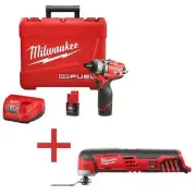 Milwaukee Power Tool Screwdriver 1/4" Chuck 12V Cordless 1700 RPM Variable Speed