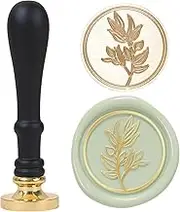 UNIQOOO Olive Branch Wax Seal Stamp - Flowers Botanical Theme Vintage Brass Stamp Head with Wood Handle for Wedding Invitation Gift Wrap Envelopes Christmas Card