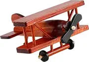 PRETYZOOM Wooden Vintage Airplane Model Decor Rustic Wood Craft Plane Ornament for Home Desktop Unique Airplane Wood Crafts Creative Retro Decoration