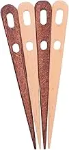 COHEALI Dual-Eye Knitting Needles 4pcs Wooden Weaving Tools Circular Nalbinding Needles Yarn Weaving Tool