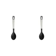 2x eKu Upcycle Soft Grip Kitchen Solid Cooking Spoon Stirrer - Caviar Black