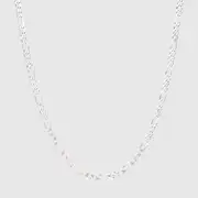 925 Sterling Silver Mens Figaro Chain Necklace 5mm Rhodium Plated Italian Link