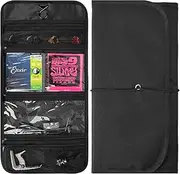 Musiin Guitar Accessory Organizer Bag, Foldable Easy Access Pockets Case, Picks, Strap, Capo, Strings Holder Storage (Black)