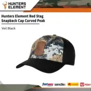 Hunters Element Red Stag Snapback Cap Curved Peak Veil Black #9420030055497