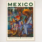 Galrie Vibrant Mexico Xochimilco Vintage Travel Poster Unique Art Print for Collectors, Wood Frame, 50 x 70cm (20 x 28inch)