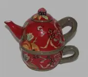 Tracy Porter OCTAVIA HILL Fruit Leaves 3-Pc TEA FOR ONE Teapot / Cup NEW DISC