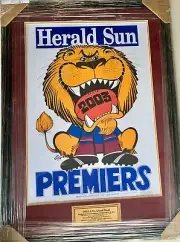 Brisbane Lions - 2003 AFL Premiership Weg Poster - Herald Sun - Framed