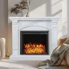 Cove 2000W Electric Fireplace Heater White Mantel Suite with 30" Starlight Inser