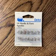 Dritz Hooks & Eyes Nickel Plated Steel Package of 14 Agrafes Corchetes Brand New