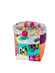 Handmade Tula Pink Fabrics Scrappy Small Basket For Wonder Clips, Thread, Etc