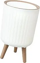 Generic Push Type Trash Can with Lid 8L Garbage Can for Living Room Bedroom Toilet