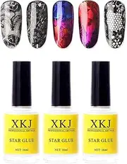 XICHEN 3 Bottles Professiona Starry Sky Nail Art Glue for Foil Sticker Nail Transfer Tips Decorations Adhesive White 16 ML/Bottles